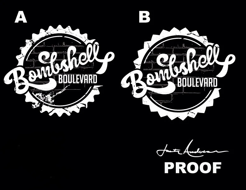 Bombshell Boulevard black logo proof