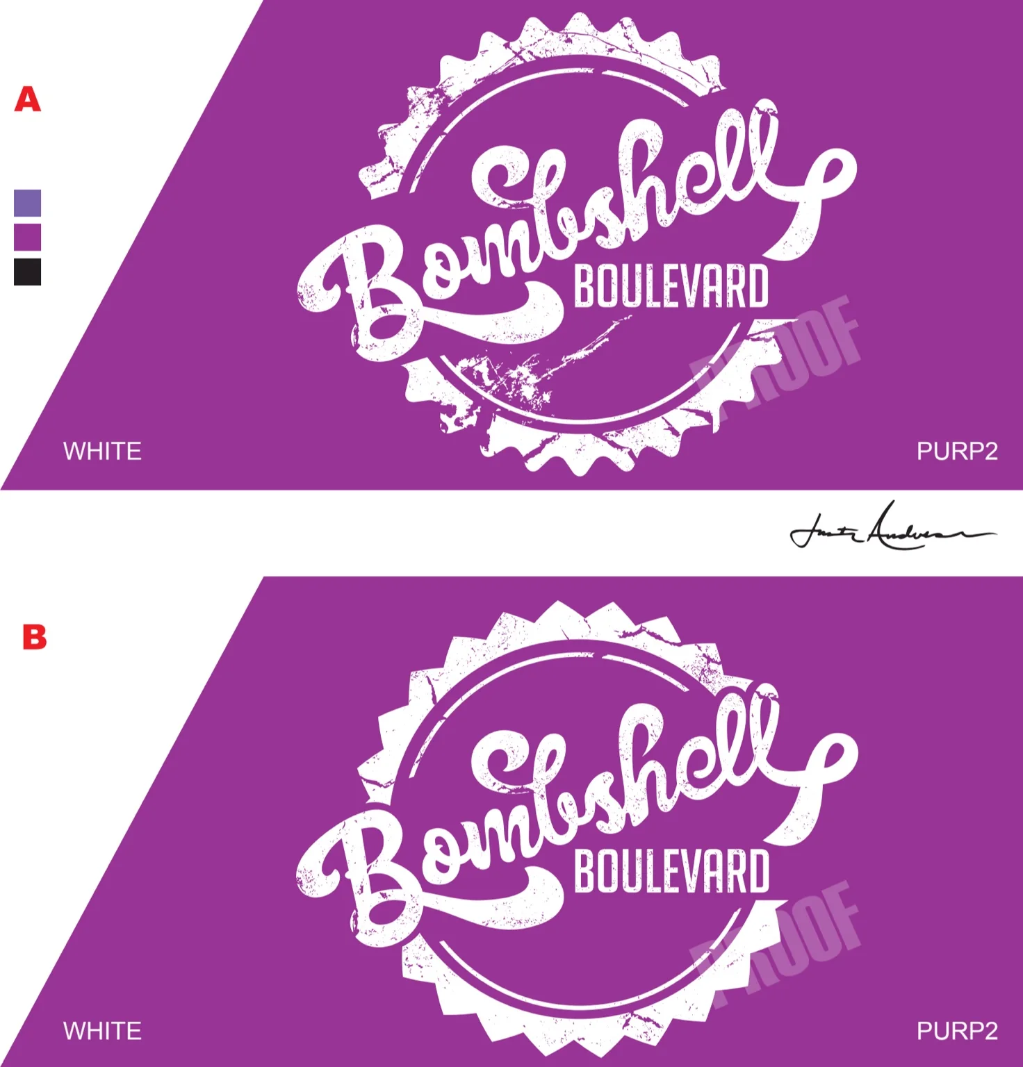 Bombshell Boulevard purple logo proof