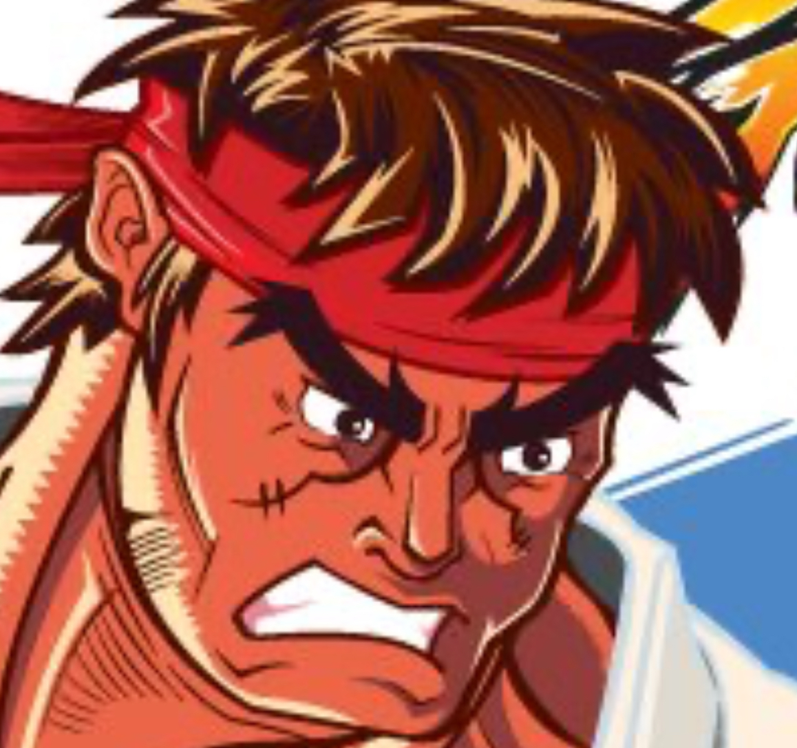 Ryu face detail from Street Fighter