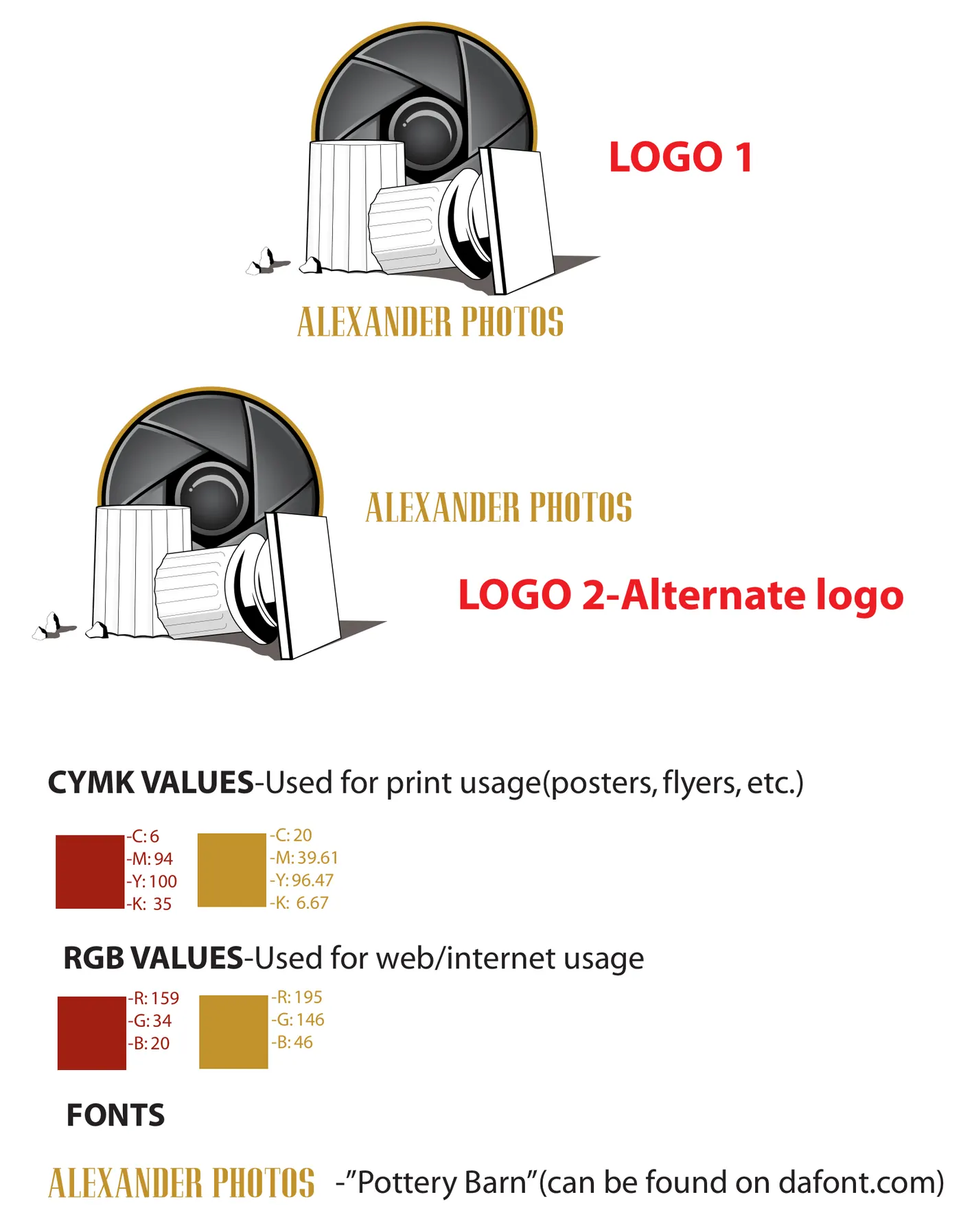 Alexander Photos identity system and color palette