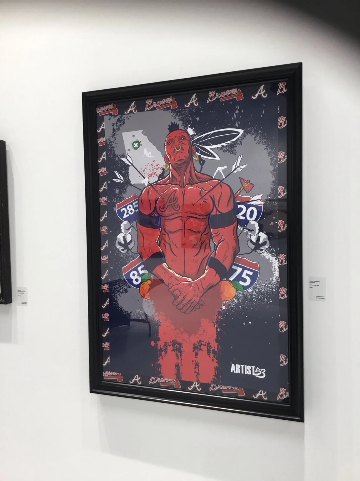 Atlanta Brave framed artwork on display