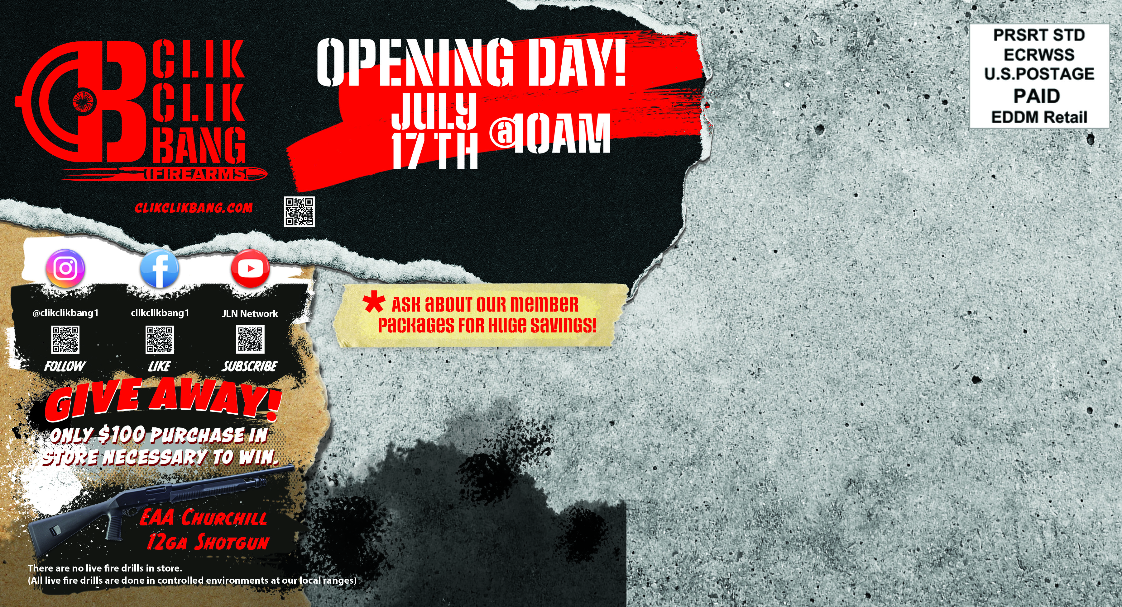 CLIK CLIK BANG store opening flyer back