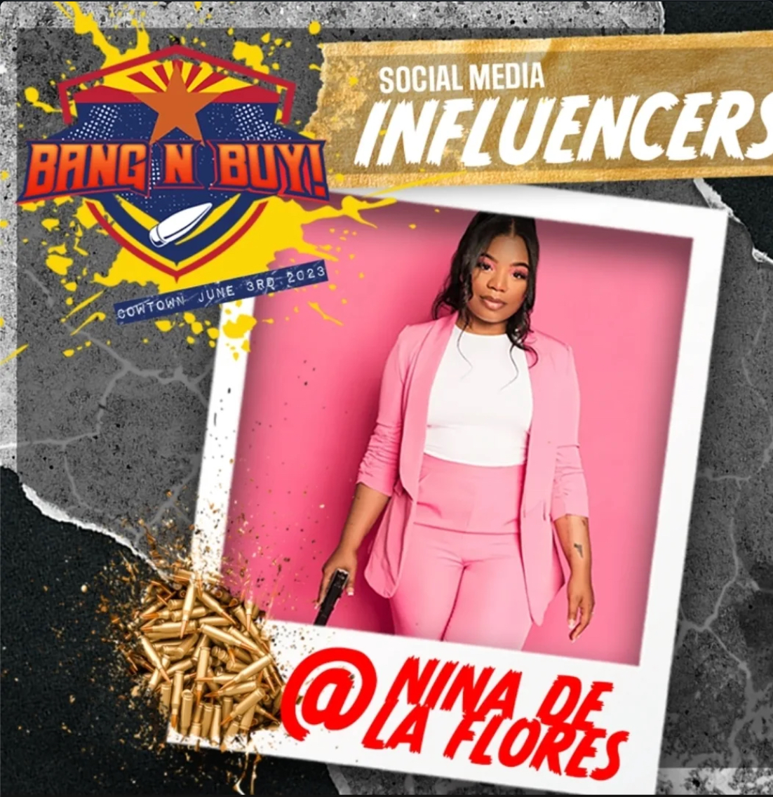Bang N Buy Nina De La Flores featured guest graphic