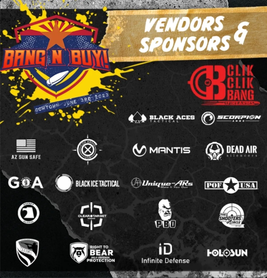 Bang N Buy vendors and sponsors graphic
