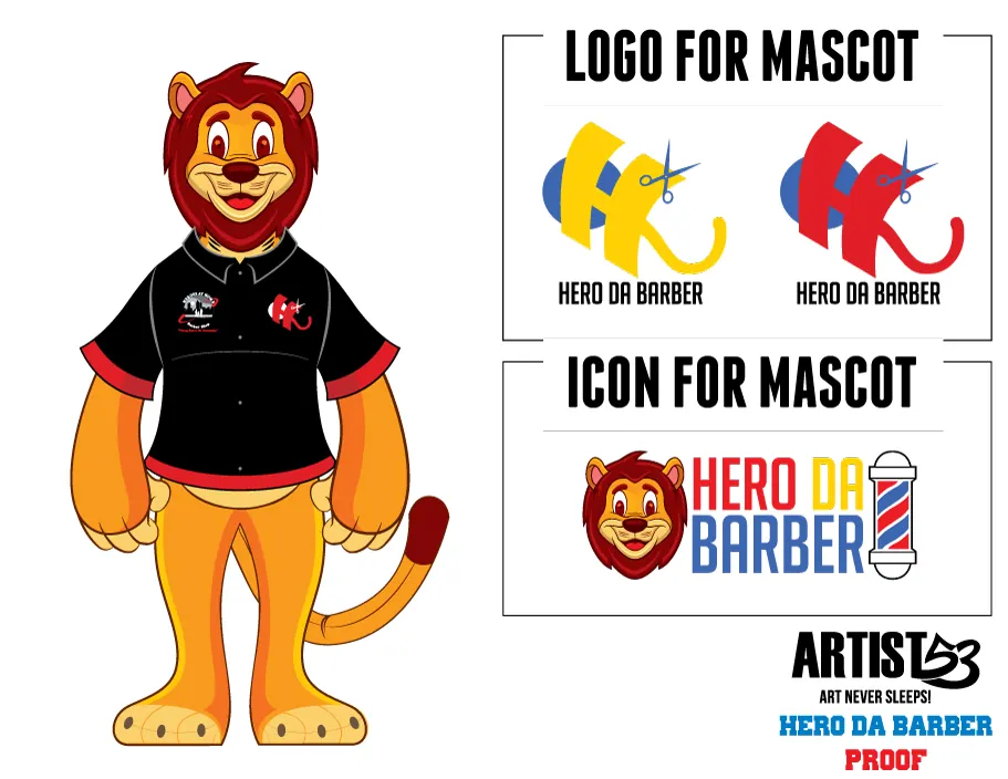 Hero Da Barber mascot identity
