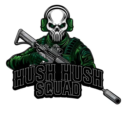 Outlined HUSH HUSH SQUAD logo