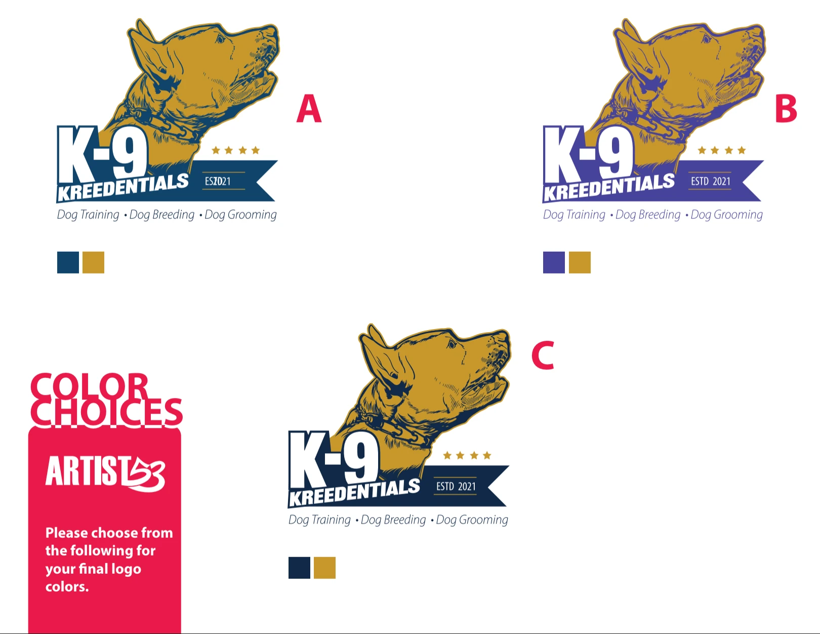K-9 Kreedentials color palette tests