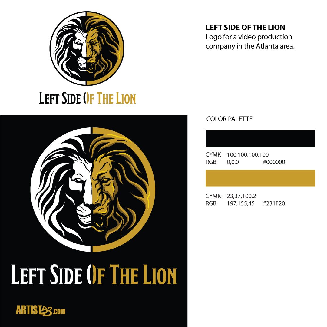 Left Side of the Lion brand sheet with logo and color palette