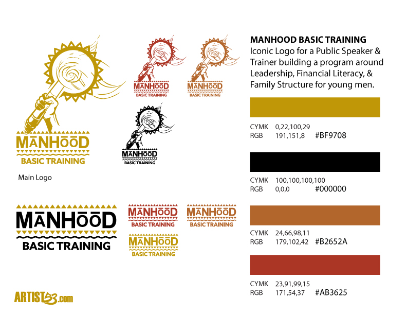 Complete Manhood Basic Training logo family and color system