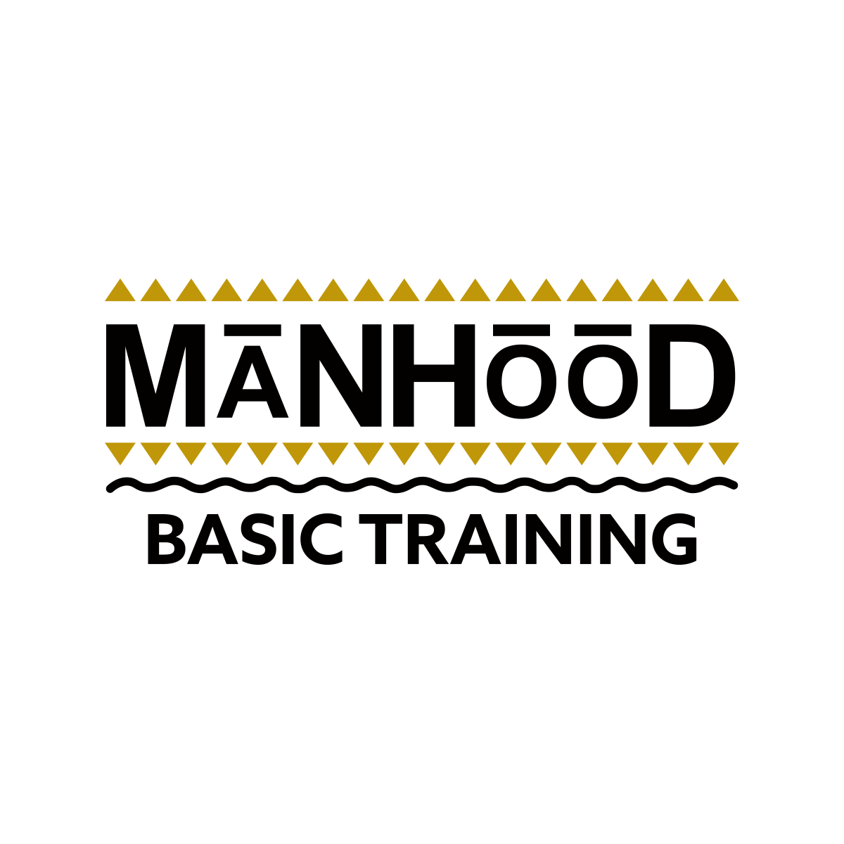 Black and gold Manhood Basic Training wordmark