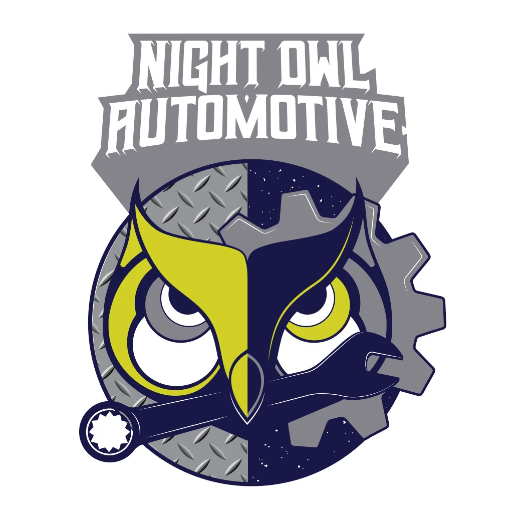 Night Owl Automotive primary illustrative logo in grayscale