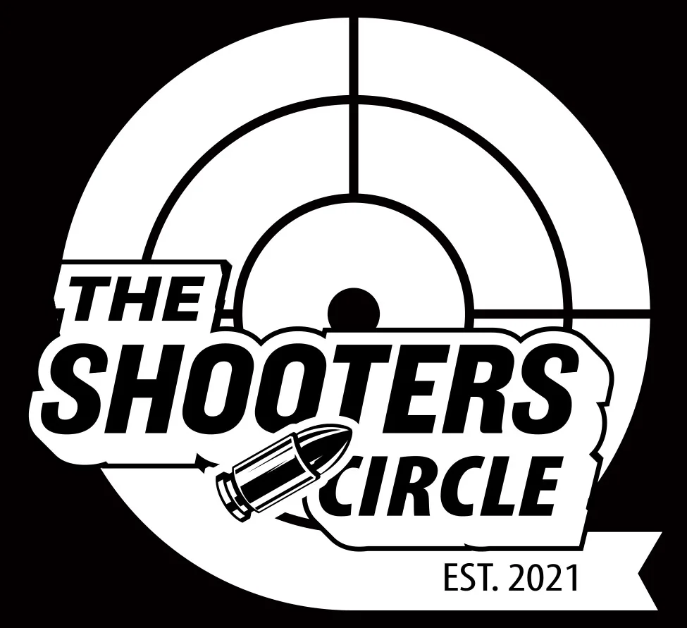 The Shooters Circle white logo on black background
