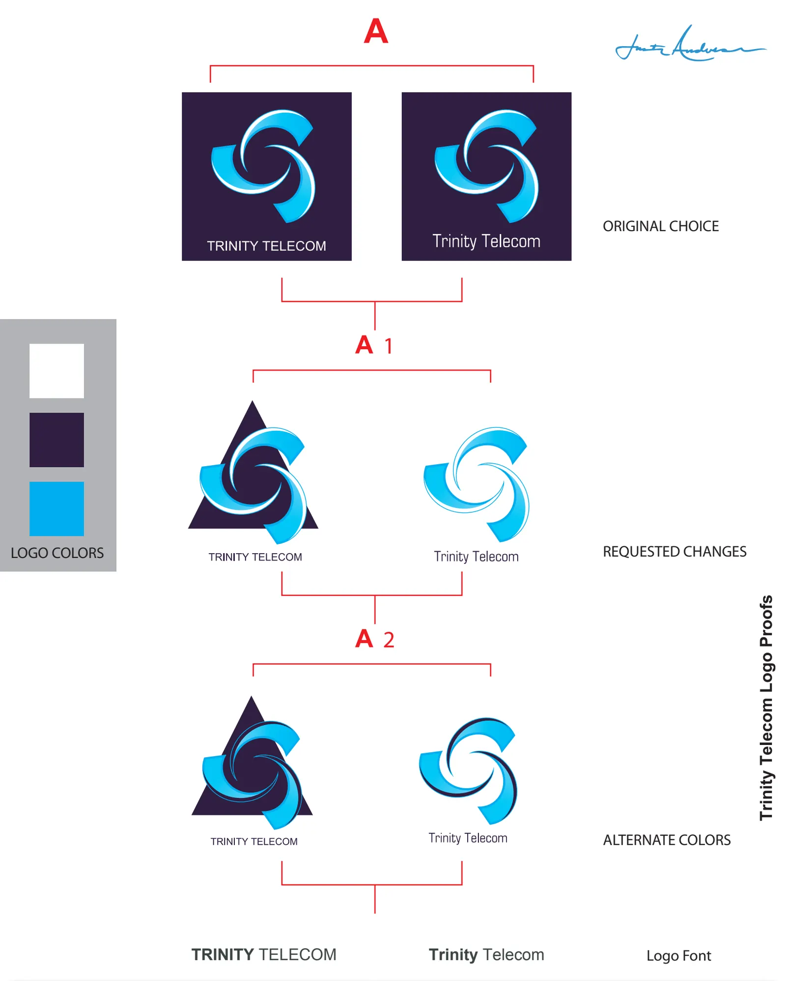 Trinity Telecom selected logo direction and requested revisions